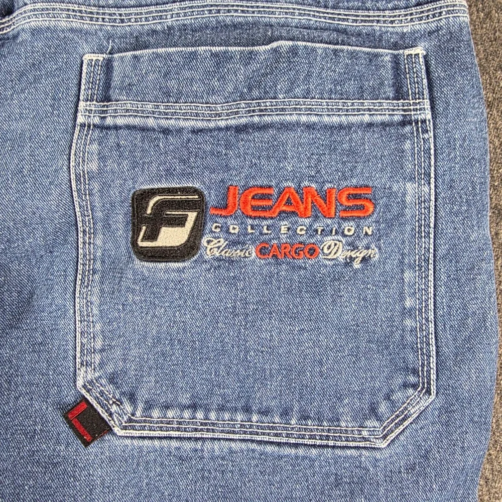 VTG FUBU Jeans Mens Fits 38x32 Wide Leg Baggy‎ Double Knee 90s Streetwear Y2K